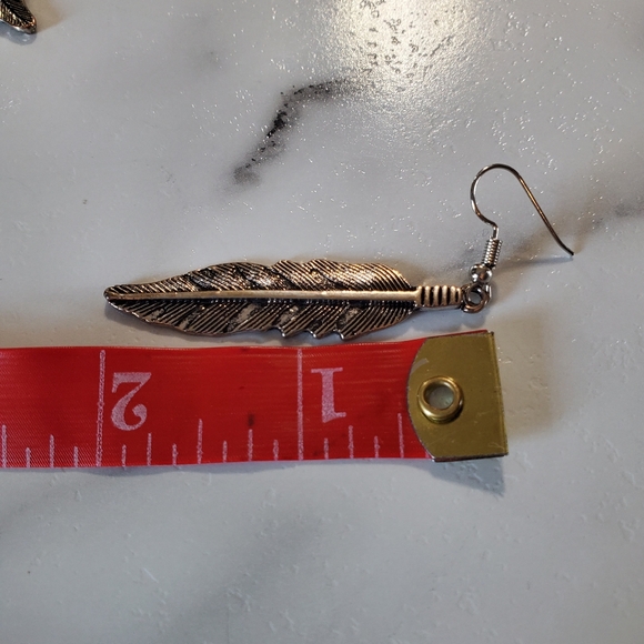 Silver Tone Feather Dangle Earrings 💥3 for $12💥 - Picture 6 of 12
